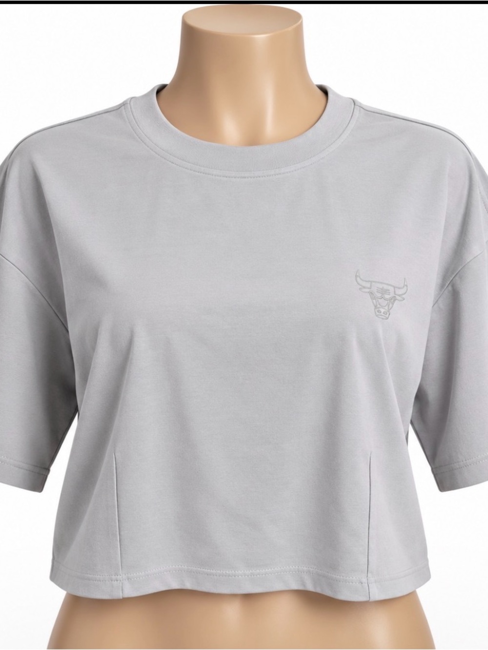 Women's Lusso Gray Chicago Bulls Nola Faded Tonal Cropped T-Shirt